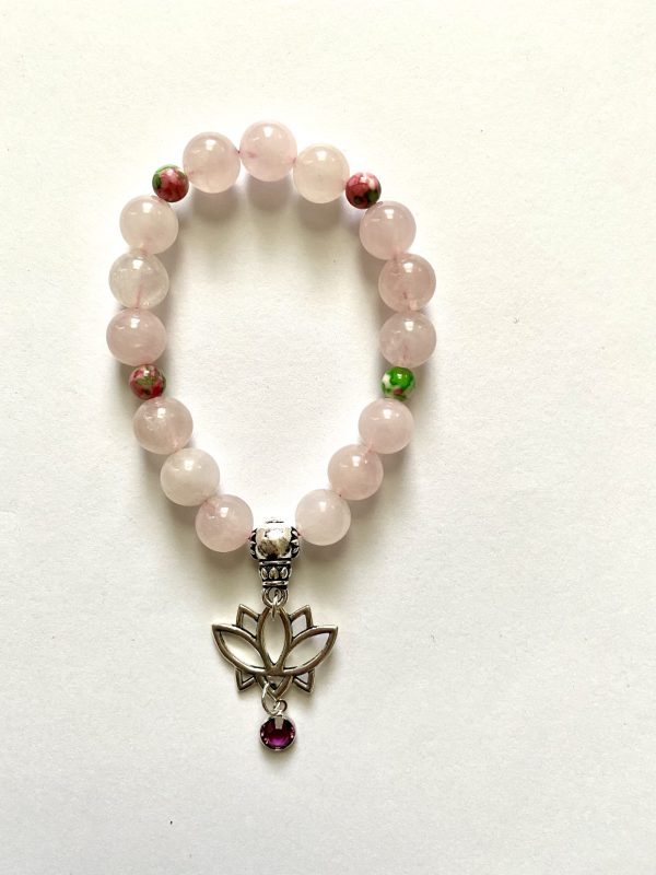 Rose Quartz and Pink Jasper Lotus Bracelet