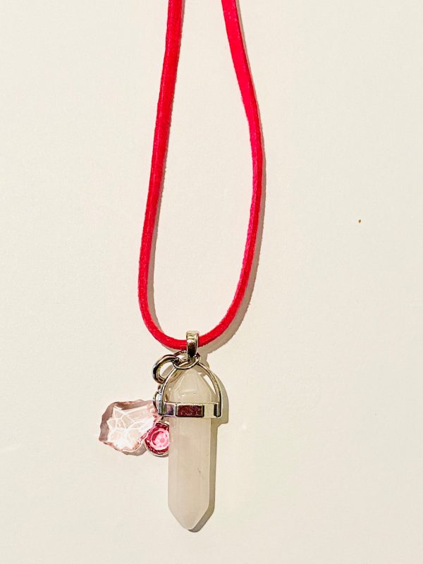 Rose Quartz Pendulum with 2 Crystal Charms