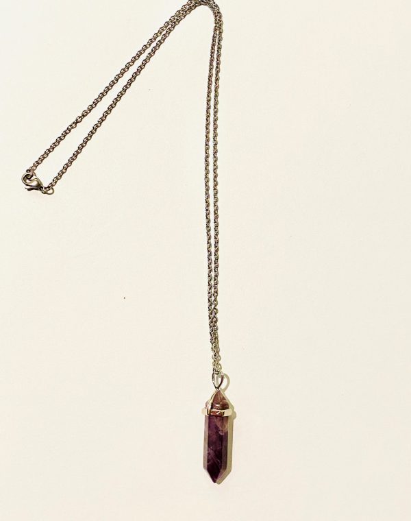 Amethyst Pendulum on 20” stainless steel chain with a lobster clasp