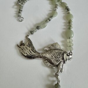 Green Chalcedony w/fish pendant